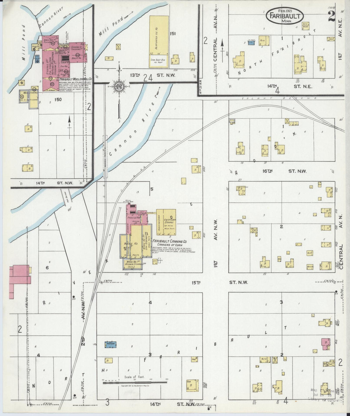Sanborn Fire Insurance Map from Faribault, Rice County, Minnesota (1921), Sheet #0002 - Complete Map Set gallery image, historic Sanborn map, vintage wall art, Minnesota Minnesota