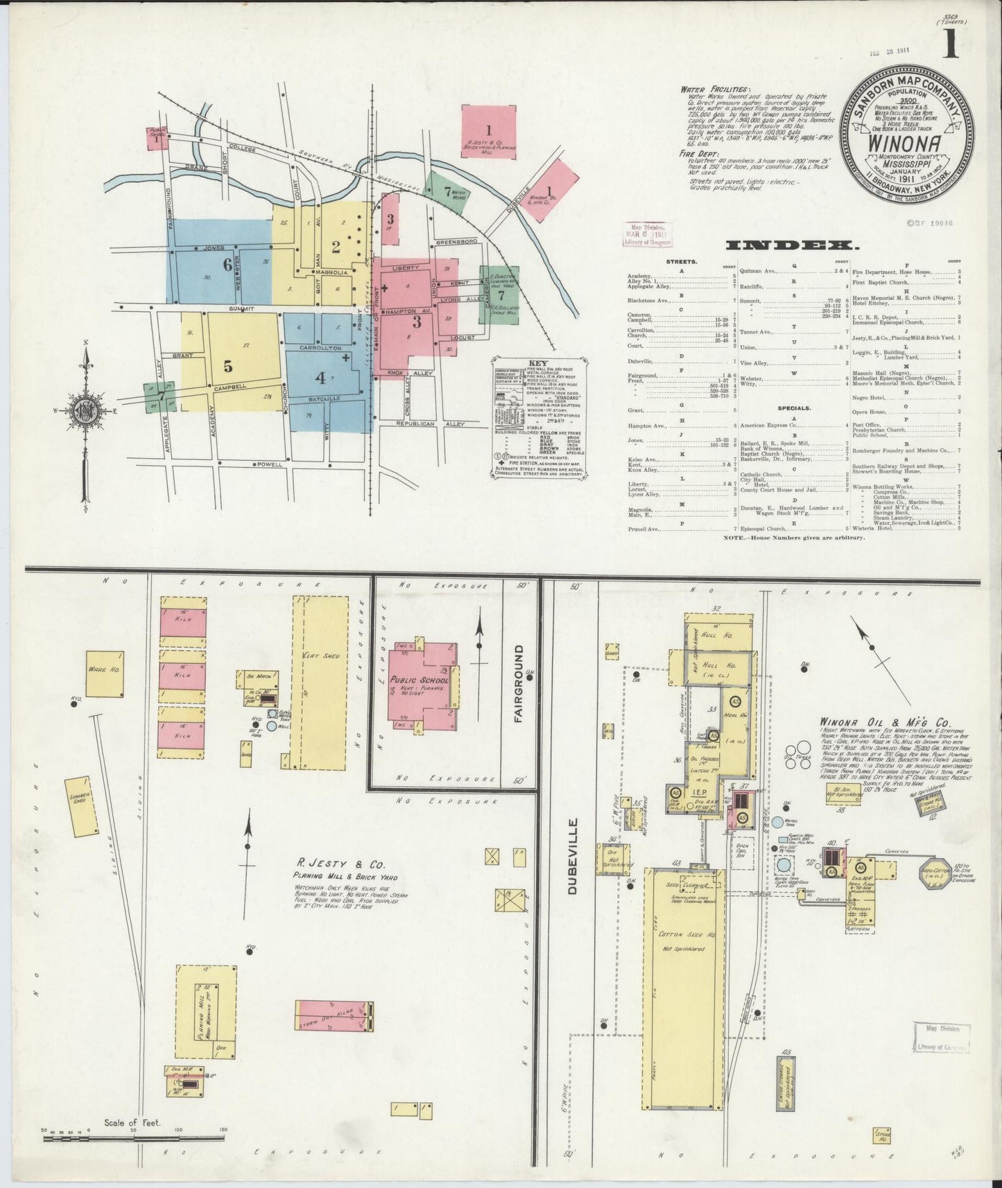 Sanborn Fire Insurance Map from Winona, Montgomery County, Mississippi (1911), Sheet #0001 - Complete Map Set gallery image, historic Sanborn map, vintage wall art, Mississippi Mississippi