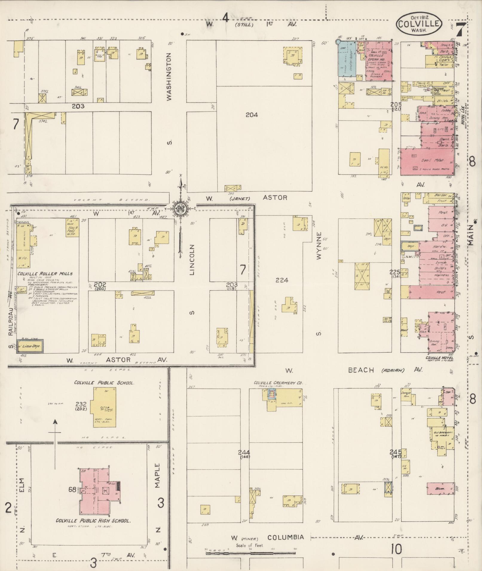Sanborn Fire Insurance Map from Colville, Stevens County, Washington (1912), Sheet #0007 - Complete Map Set gallery image, historic Sanborn map, vintage wall art, Washington Washington
