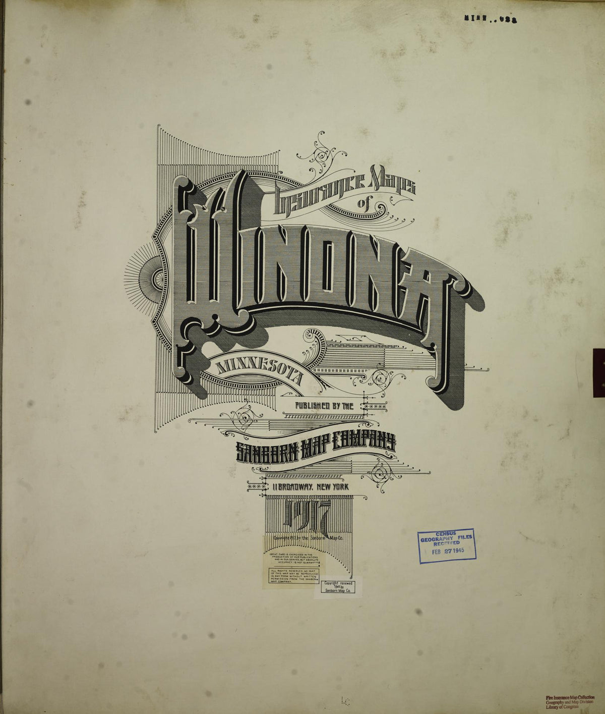 Sanborn Fire Insurance Map from Winona, Winona County, Minnesota (1949), Sheet #0001 - Historic Sanborn Fire Insurance Map Print, vintage old map wall art, antique decor, genealogy gift, Minnesota Minnesota map