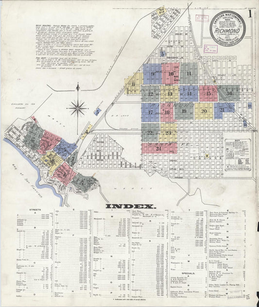 Sanborn Fire Insurance Map from Richmond, Contra Costa County, California. (1909) – Historic Sanborn Fire Insurance Map Print