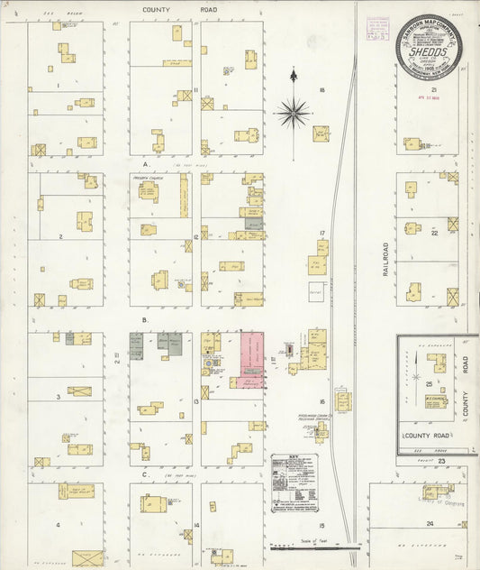 Sanborn Fire Insurance Map from Shedd, Linn County, Oregon (1908), Sheet #0001 - Historic Sanborn Fire Insurance Map Print, vintage old map wall art, antique decor, genealogy gift, Oregon Oregon map