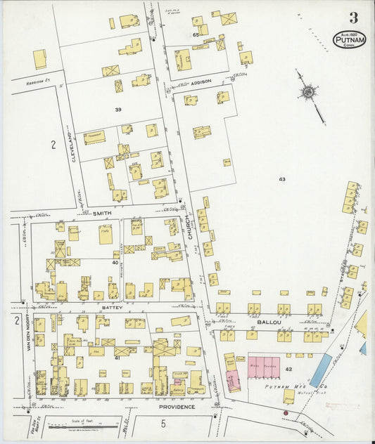 Sanborn Fire Insurance Map from Putnam, Windham County, Connecticut (1920), Sheet #0003 - Historic Sanborn Fire Insurance Map Print, vintage old map wall art, antique decor, genealogy gift, Connecticut Connecticut map