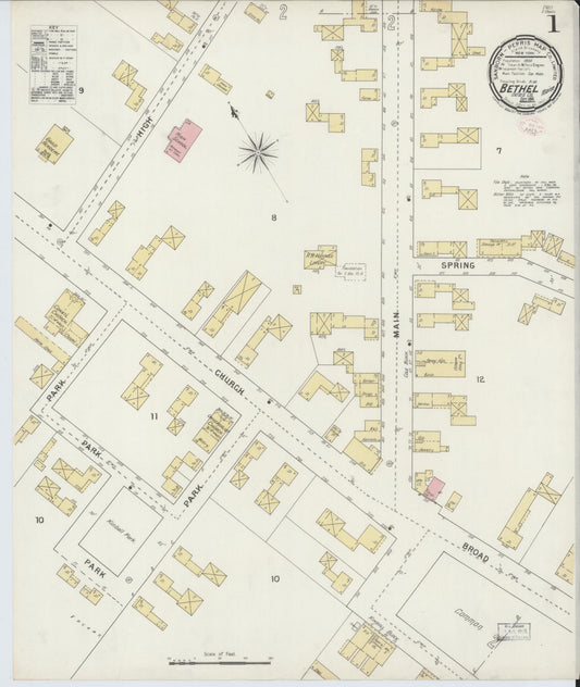 Sanborn Fire Insurance Map from Bethel, Oxford County, Maine (1894), Sheet #0001 - Complete Map Set gallery image, historic Sanborn map, vintage wall art, Maine Maine
