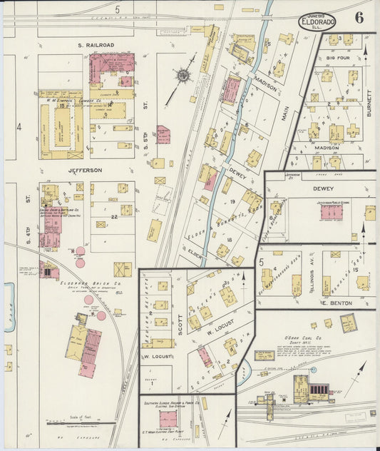 Sanborn Fire Insurance Map from Eldorado, Saline County, Illinois (1919), Sheet #0006 - Historic Sanborn Fire Insurance Map Print, vintage old map wall art, antique decor, genealogy gift, Illinois Illinois map