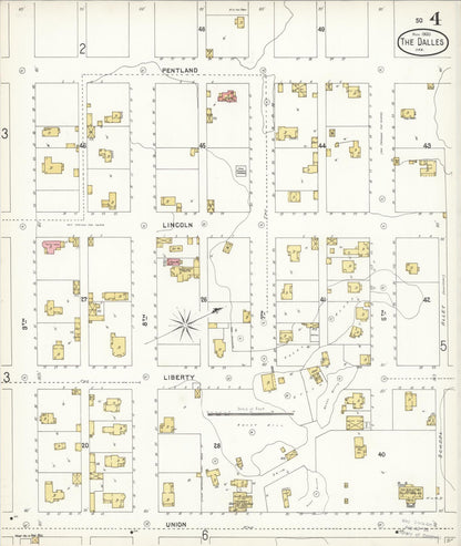 Sanborn Fire Insurance Map from The Dalles, Wasco County, Oregon (1900), Sheet #0004 - Complete Map Set gallery image, historic Sanborn map, vintage wall art, Oregon Oregon