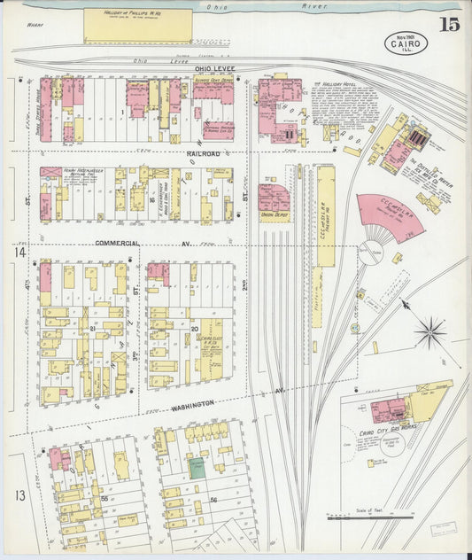 Sanborn Fire Insurance Map from Cairo, Alexander County, Illinois (1901), Sheet #0015 - Historic Sanborn Fire Insurance Map Print, vintage old map wall art, antique decor, genealogy gift, Illinois Illinois map