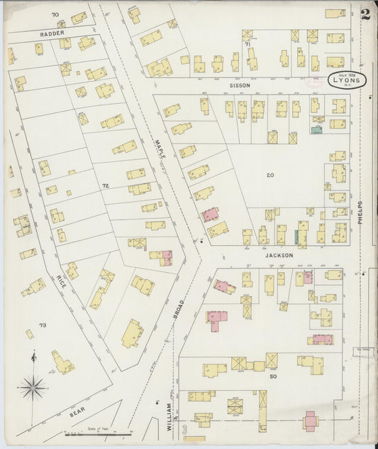 Sanborn Fire Insurance Map from Lyons, Wayne County, New York (1894), Sheet #0002 - Historic Sanborn Fire Insurance Map Print, vintage old map wall art, antique decor, genealogy gift, New York New York map