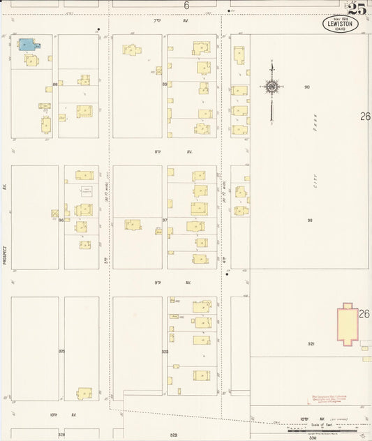 Sanborn Fire Insurance Map from Lewiston, Nez Perce County, Idaho (1918), Sheet #0025 - Historic Sanborn Fire Insurance Map Print, vintage old map wall art, antique decor, genealogy gift, Idaho Idaho map