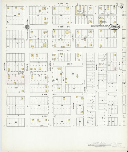 Sanborn Fire Insurance Map from Lamesa, Dawson County, Texas (1921), Sheet #0005 - Historic Sanborn Fire Insurance Map Print, vintage old map wall art, antique decor, genealogy gift, Texas Texas map