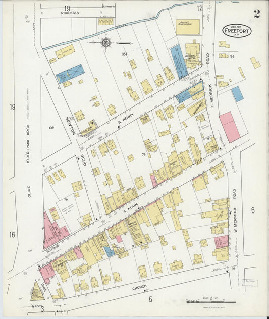 Sanborn Fire Insurance Map from Freeport, Nassau County, New York (1917), Sheet #0002 - Complete Map Set gallery image, historic Sanborn map, vintage wall art, New York New York