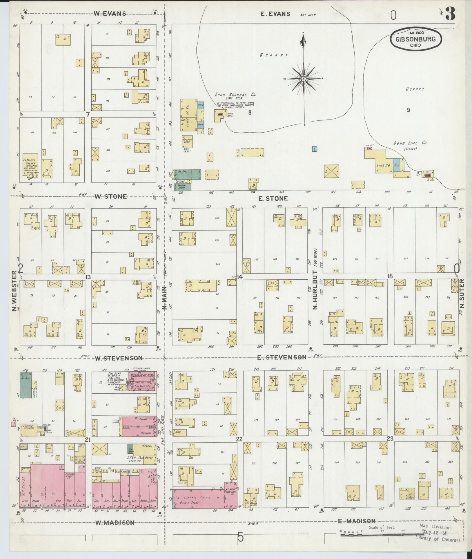 Sanborn Fire Insurance Map from Gibsonburg, Sandusky County, Ohio (1902), Sheet #0003 - Historic Sanborn Fire Insurance Map Print, vintage old map wall art, antique decor, genealogy gift, Ohio Ohio map