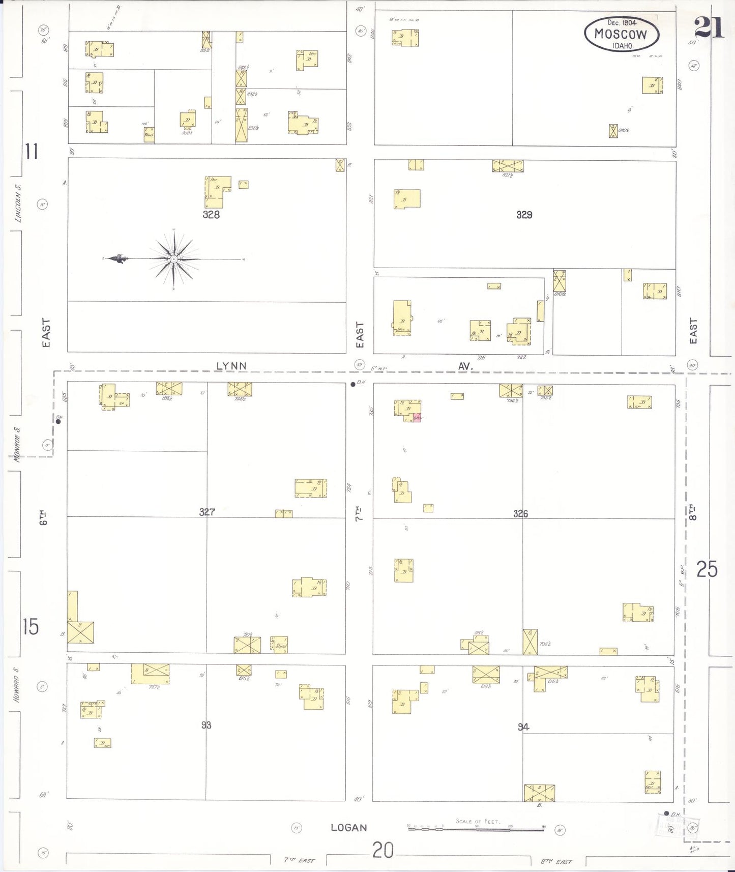 Sanborn Fire Insurance Map from Moscow, Latah County, Idaho (1904), Sheet #0021 - Complete Map Set gallery image, historic Sanborn map, vintage wall art, Idaho Idaho