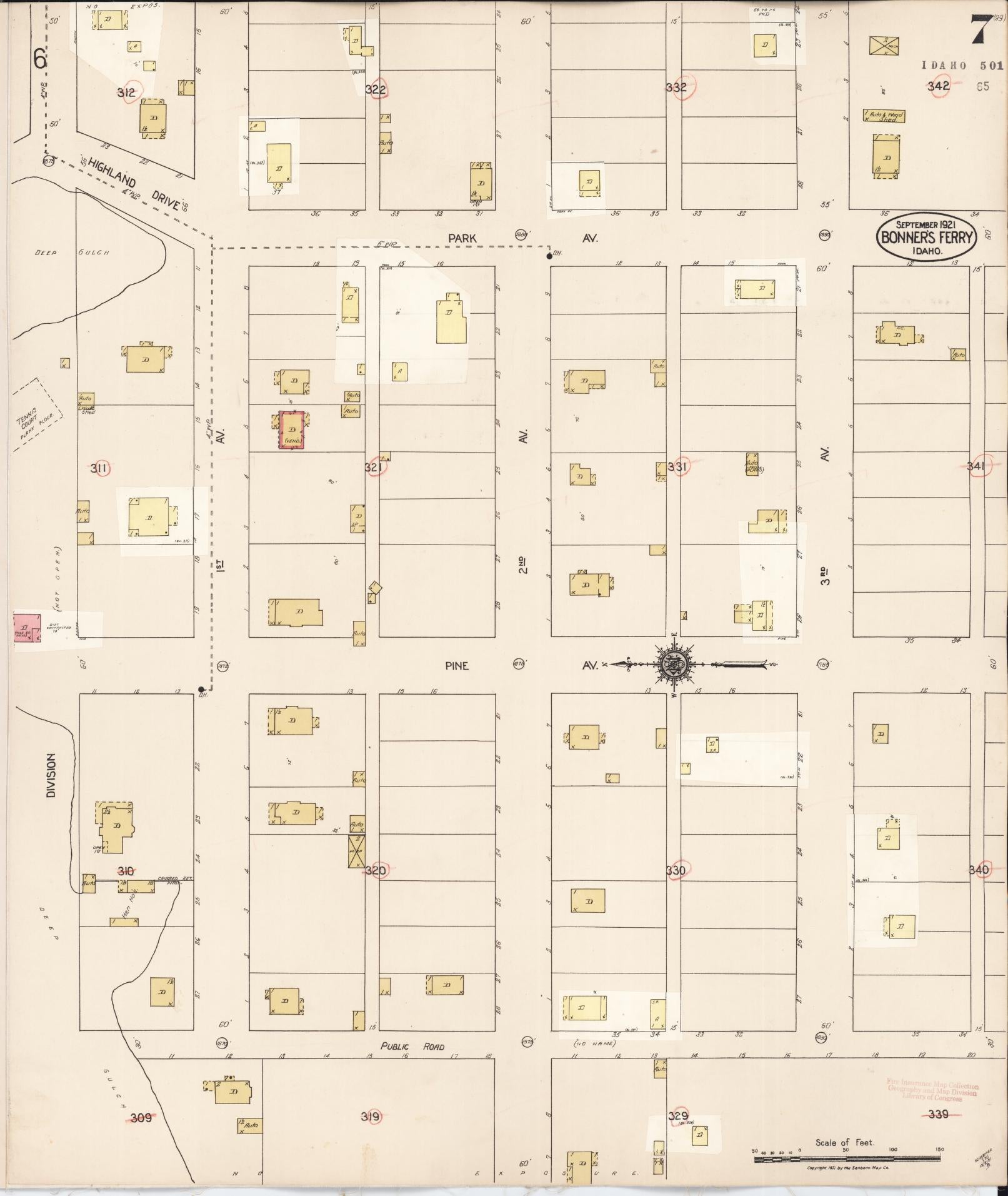 Sanborn Fire Insurance Map from Bonners Ferry, Boundary County, Idaho (1930), Sheet #0007 - Complete Map Set gallery image, historic Sanborn map, vintage wall art, Idaho Idaho