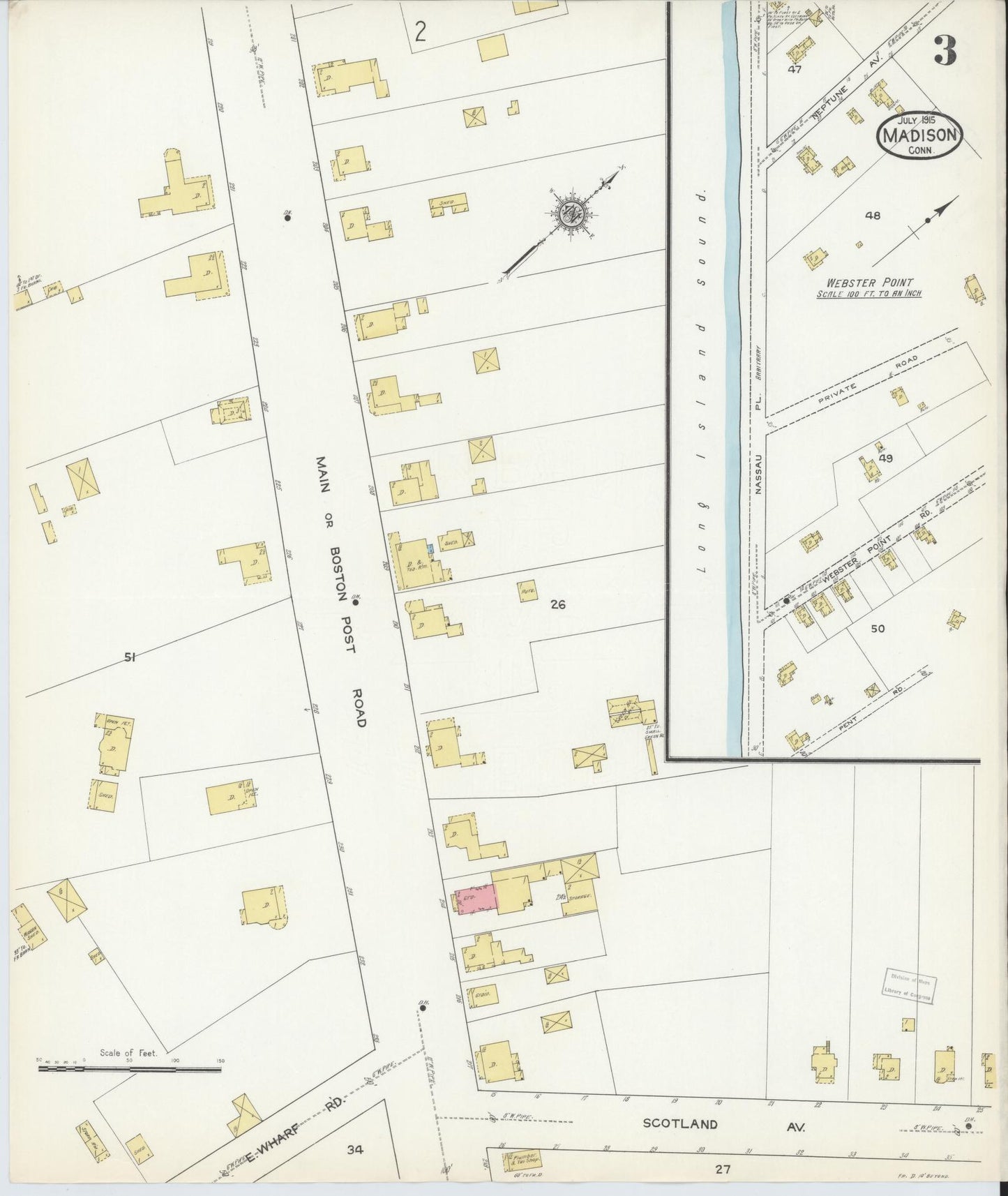 Sanborn Fire Insurance Map from Madison, New Haven County, Connecticut (1915), Sheet #0003 - Complete Map Set gallery image, historic Sanborn map, vintage wall art, Connecticut Connecticut