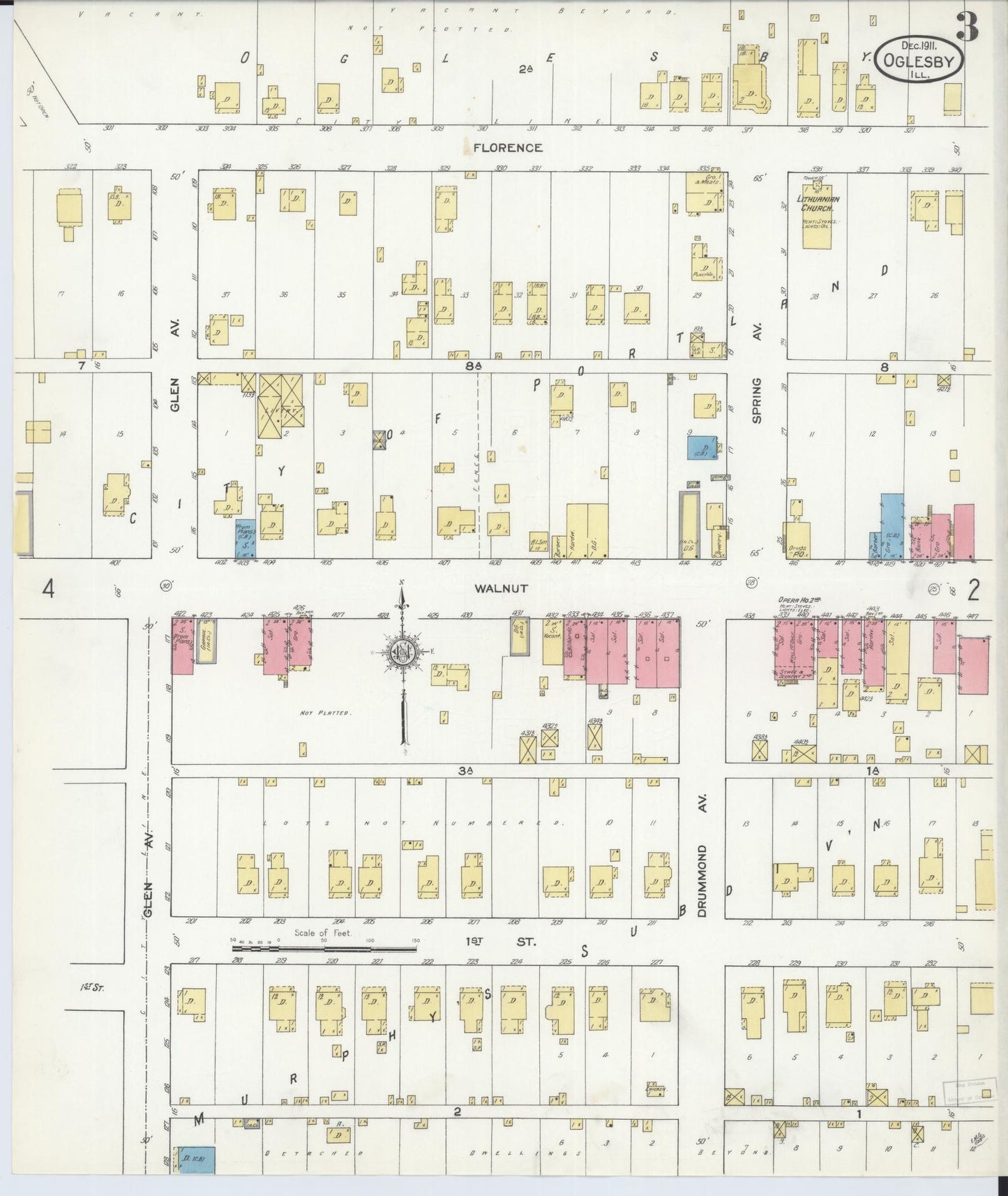 Sanborn Fire Insurance Map from Oglesby, La Salle County, Illinois (1911), Sheet #0003 - Complete Map Set gallery image, historic Sanborn map, vintage wall art, Illinois Illinois