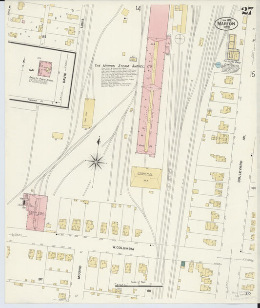 Sanborn Fire Insurance Map from Marion, Marion County, Ohio (1908), Sheet #0027 - Historic Sanborn Fire Insurance Map Print, vintage old map wall art, antique decor, genealogy gift, Ohio Ohio map