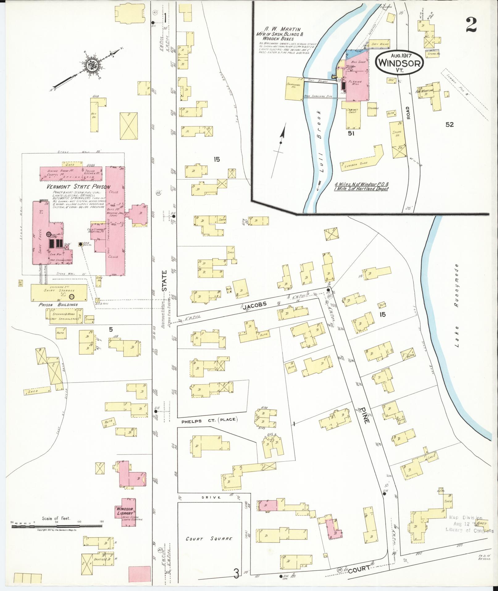 Sanborn Fire Insurance Map from Windsor, Windsor County, Vermont (1917), Sheet #0002 - Complete Map Set gallery image, historic Sanborn map, vintage wall art, Vermont Vermont