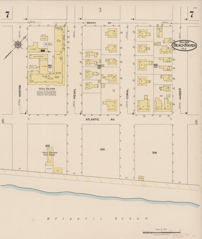 Sanborn Fire Insurance Map from Beach Haven, Ocean County, New Jersey (1922), Sheet #0007 - Complete Map Set gallery image, historic Sanborn map, vintage wall art, New Jersey New Jersey
