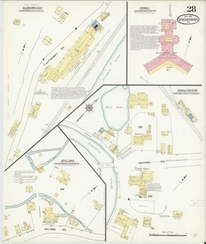 Sanborn Fire Insurance Map from Stroudsburg, Monroe County, Pennsylvania (1912), Sheet #0028 - Historic Sanborn Fire Insurance Map Print, vintage old map wall art, antique decor, genealogy gift, Pennsylvania Pennsylvania map