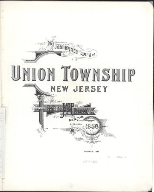 Sanborn Fire Insurance Map from Union Township, Union County, New Jersey. (1958) – Historic Sanborn Fire Insurance Map Print