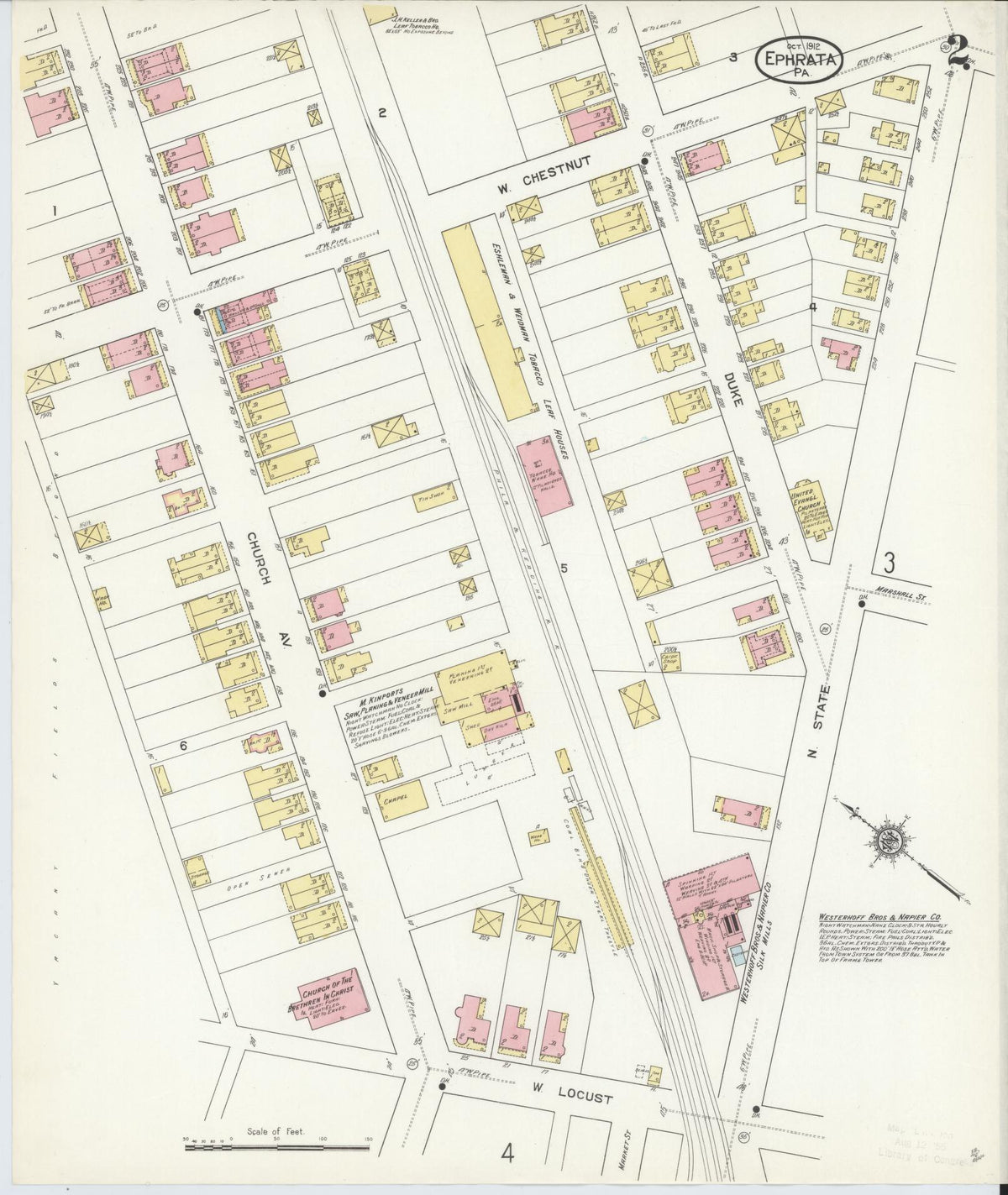 Sanborn Fire Insurance Map from Ephrata, Lancaster County, Pennsylvania (1912), Sheet #0002 - Complete Map Set gallery image, historic Sanborn map, vintage wall art, Pennsylvania Pennsylvania