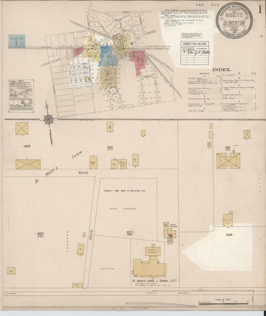 Sanborn Fire Insurance Map from Beaverton, Washington County, Oregon (1931), Sheet #0001 - Historic Sanborn Fire Insurance Map Print, vintage old map wall art, antique decor, genealogy gift, Oregon Oregon map
