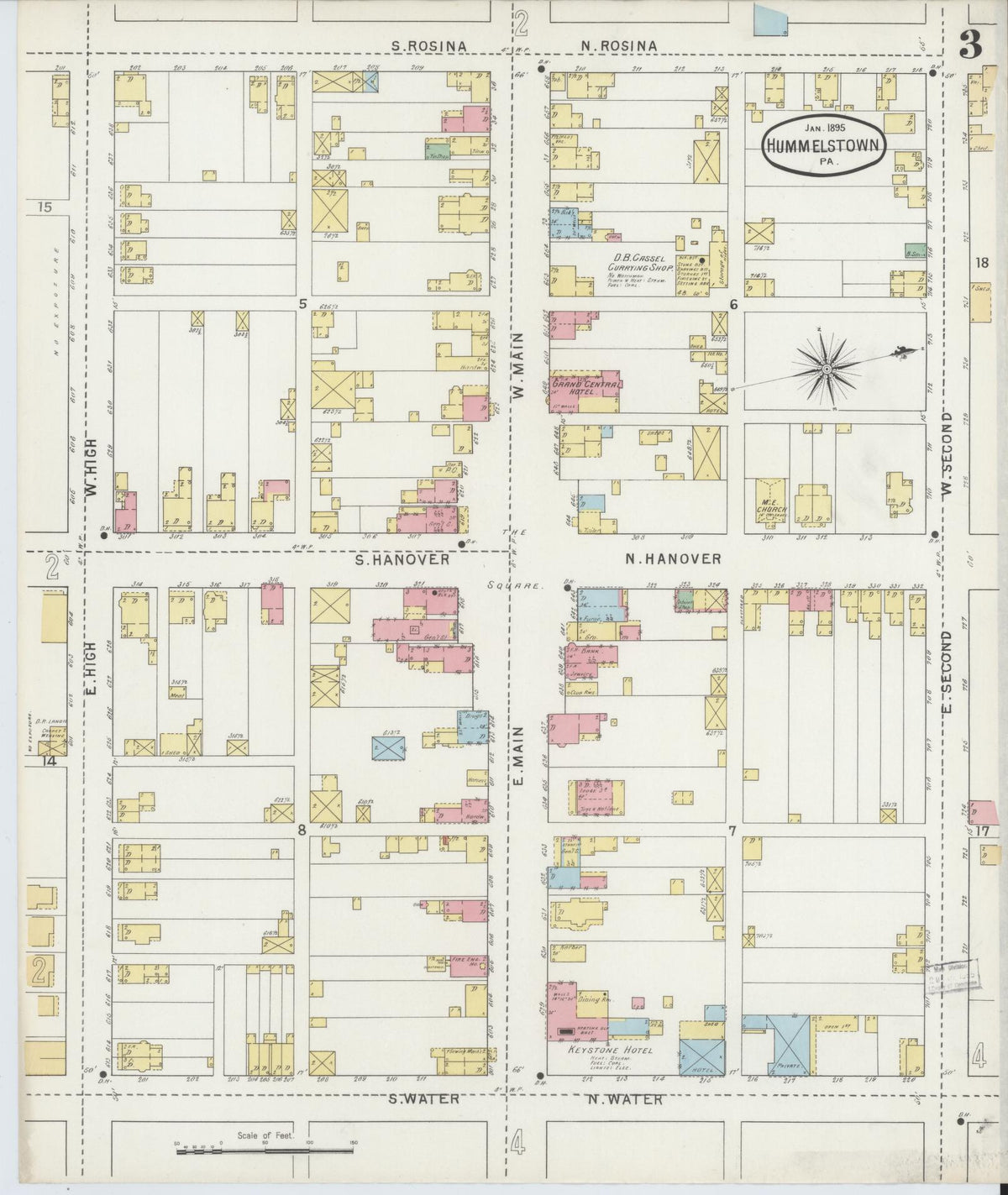 Sanborn Fire Insurance Map from Hummelstown, Dauphin County, Pennsylvania (1895), Sheet #0003 - Complete Map Set gallery image, historic Sanborn map, vintage wall art, Pennsylvania Pennsylvania
