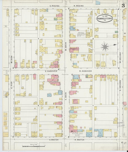 Sanborn Fire Insurance Map from Hummelstown, Dauphin County, Pennsylvania (1895), Sheet #0003 - Complete Map Set gallery image, historic Sanborn map, vintage wall art, Pennsylvania Pennsylvania