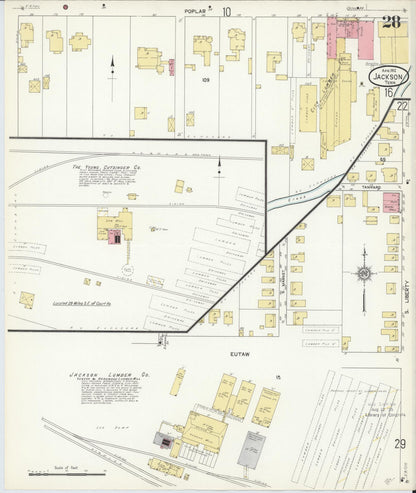 Sanborn Fire Insurance Map from Jackson, Madison County, Tennessee (1912), Sheet #0028 - Complete Map Set gallery image, historic Sanborn map, vintage wall art, Tennessee Tennessee