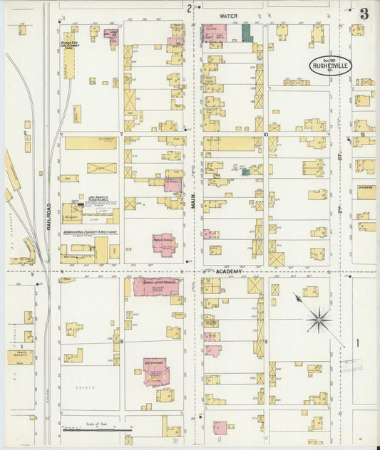 Sanborn Fire Insurance Map from Hughesville, Lycoming County, Pennsylvania (1901), Sheet #0003 - Historic Sanborn Fire Insurance Map Print, vintage old map wall art, antique decor, genealogy gift, Pennsylvania Pennsylvania map
