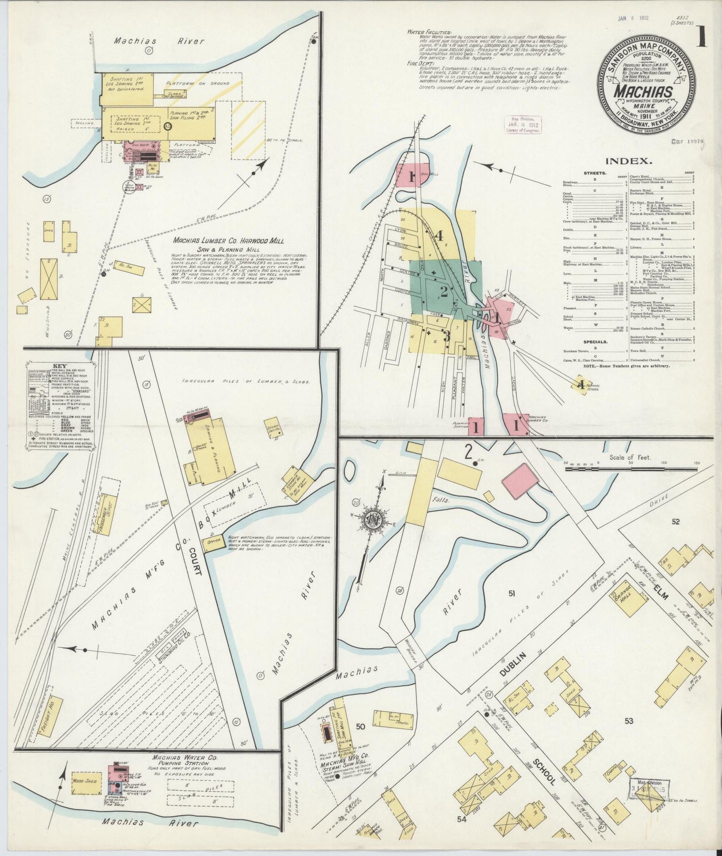 Sanborn Fire Insurance Map from Machias, Washington County, Maine. (1911) – Historic Sanborn Fire Insurance Map Print