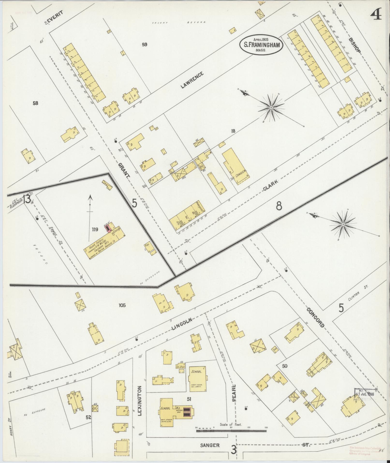 Sanborn Fire Insurance Map from South Farmington, Middlesex County, Massachusetts (1903), Sheet #0004 - Historic Sanborn Fire Insurance Map Print, vintage old map wall art, antique decor, genealogy gift, Massachusetts Massachusetts map