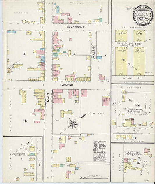 Sanborn Fire Insurance Map from Berryville, Clark County, Virginia (1891), Sheet #0001 - Historic Sanborn Fire Insurance Map Print, vintage old map wall art, antique decor, genealogy gift, Virginia Virginia map
