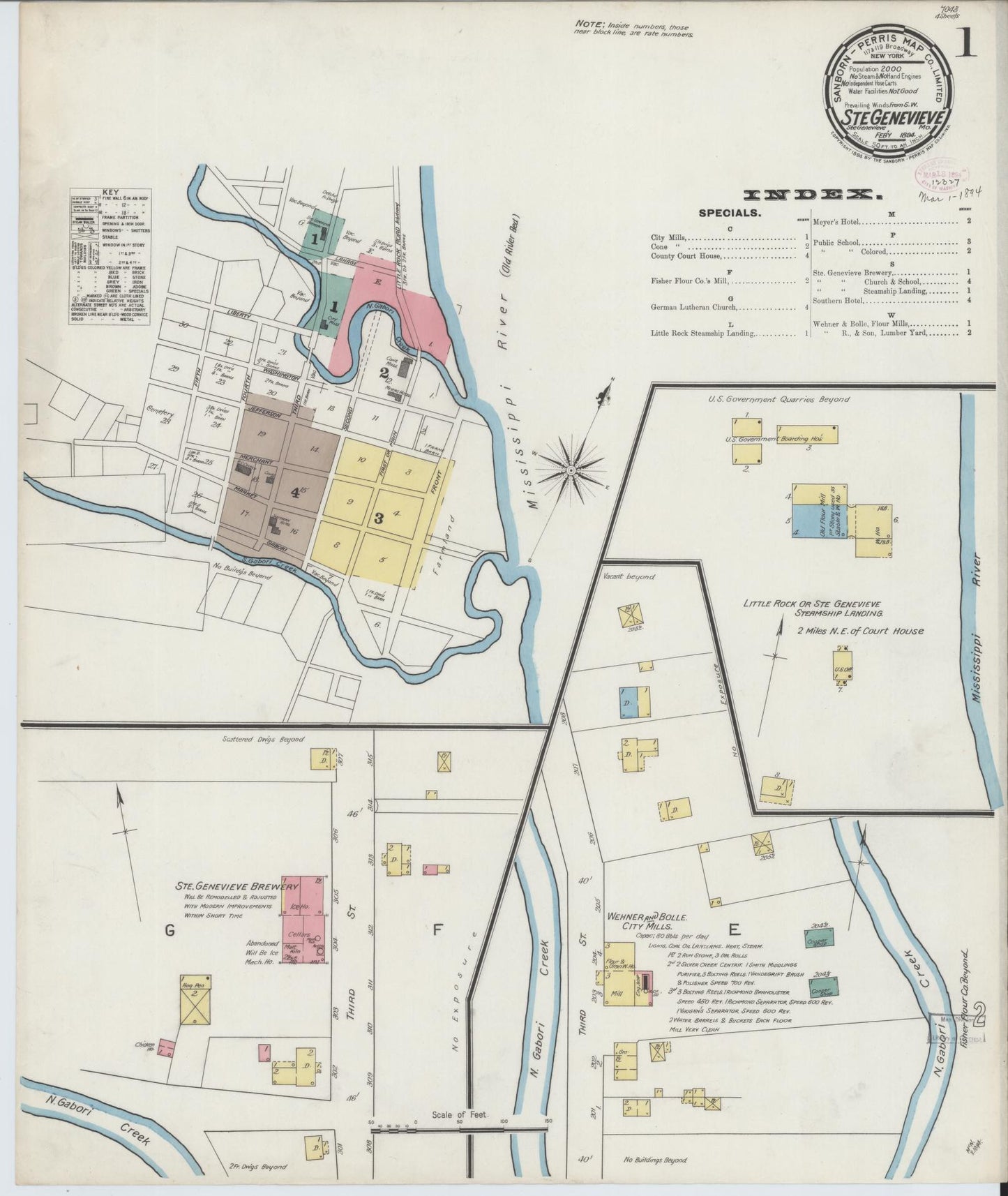 Sanborn Fire Insurance Map from Sainte Genevieve, Saint Genevieve County, Missouri. (1894) – Historic Sanborn Fire Insurance Map Print