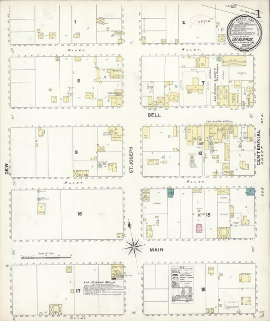 Sanborn Fire Insurance Map from Los Alamos, Santa Barbara County, California (1891), Sheet #0001 - Historic Sanborn Fire Insurance Map Print, vintage old map wall art, antique decor, genealogy gift, California California map