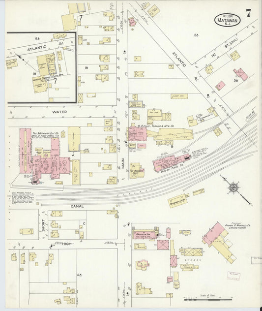 Sanborn Fire Insurance Map from Matawan, Monmouth County, New Jersey (1914), Sheet #0007 - Historic Sanborn Fire Insurance Map Print, vintage old map wall art, antique decor, genealogy gift, New Jersey New Jersey map
