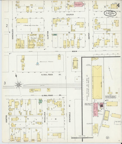 Sanborn Fire Insurance Map from Cuero, De Witt County, Texas (1896), Sheet #0004 - Complete Map Set gallery image, historic Sanborn map, vintage wall art, Texas Texas