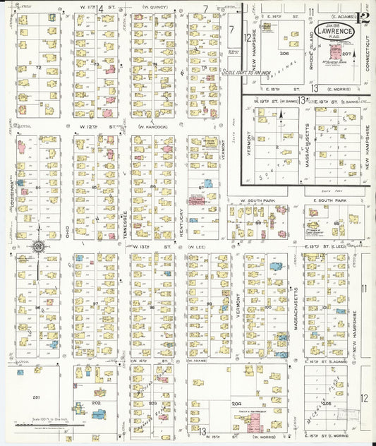 Sanborn Fire Insurance Map from Lawrence, Douglas County, Kansas (1918), Sheet #0012 - Historic Sanborn Fire Insurance Map Print, vintage old map wall art, antique decor, genealogy gift, Kansas Kansas map