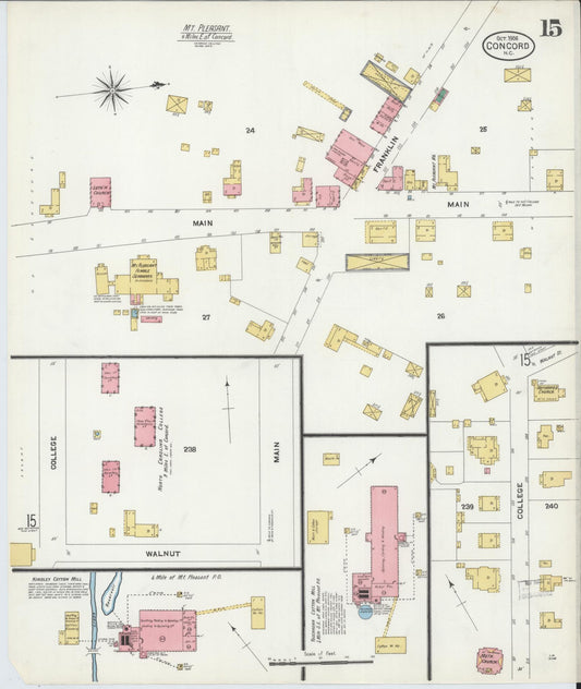 Sanborn Fire Insurance Map from Concord, Cabarrus County, North Carolina (1906), Sheet #0015 - Historic Sanborn Fire Insurance Map Print, vintage old map wall art, antique decor, genealogy gift, North Carolina North Carolina map
