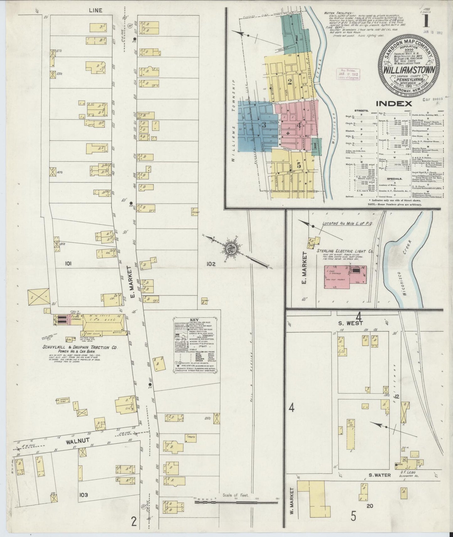 Sanborn Fire Insurance Map from Williamstown, Dauphin County, Pennsylvania (1911), Sheet #0001 - Complete Map Set gallery image, historic Sanborn map, vintage wall art, Pennsylvania Pennsylvania