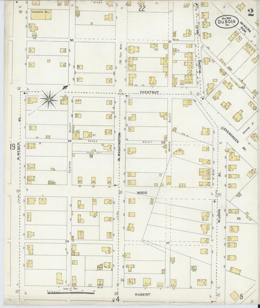 Sanborn Fire Insurance Map from Du Bois, Clearfield County, Pennsylvania (1906), Sheet #0002 - Historic Sanborn Fire Insurance Map Print, vintage old map wall art, antique decor, genealogy gift, Pennsylvania Pennsylvania map