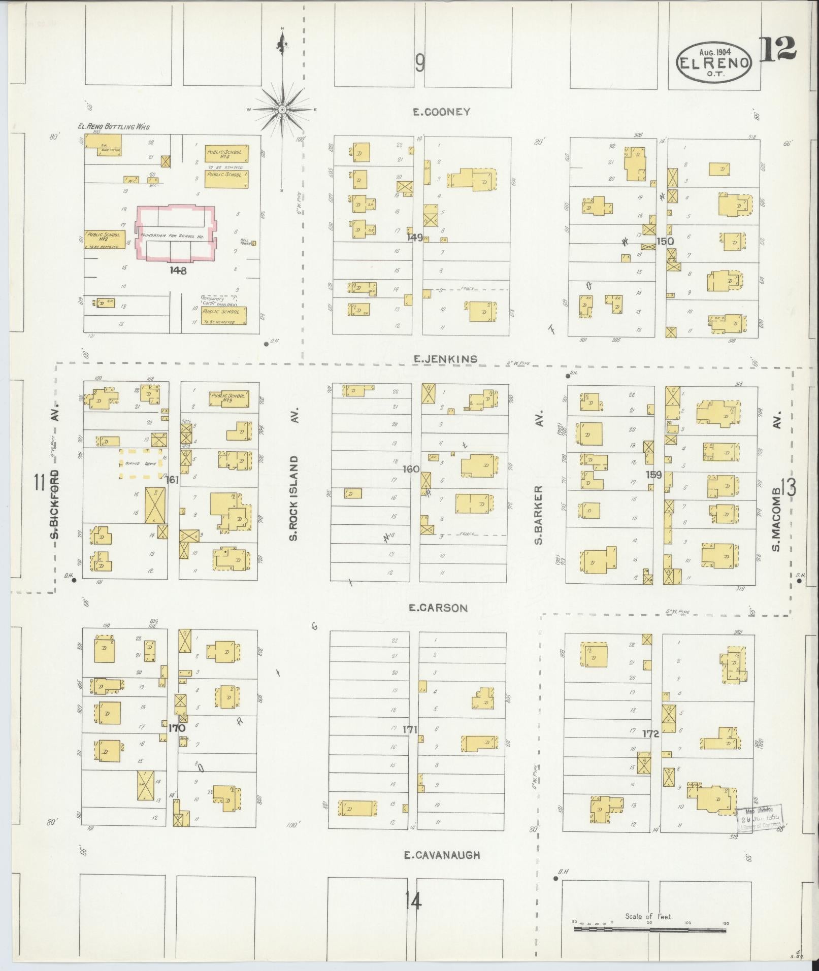 Sanborn Fire Insurance Map from El Reno, Canadian County, Oklahoma (1904), Sheet #0012 - Historic Sanborn Fire Insurance Map Print, vintage old map wall art, antique decor, genealogy gift, Oklahoma Oklahoma map