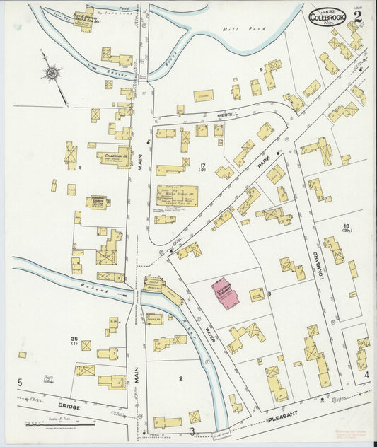 Sanborn Fire Insurance Map from Colebrook, Coos County, New Hampshire (1921), Sheet #0002 - Historic Sanborn Fire Insurance Map Print, vintage old map wall art, antique decor, genealogy gift, New Hampshire New Hampshire map
