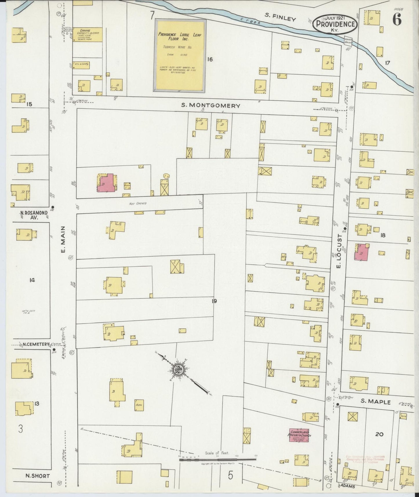 Sanborn Fire Insurance Map from Providence, Webster County, Kentucky (1921), Sheet #0006 - Complete Map Set gallery image, historic Sanborn map, vintage wall art, Kentucky Kentucky