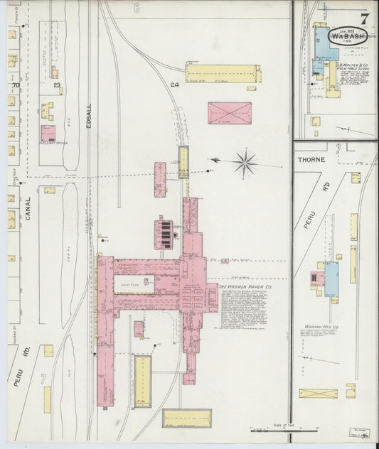 Sanborn Fire Insurance Map from Wabash, Wabash County, Indiana (1893), Sheet #0007 - Historic Sanborn Fire Insurance Map Print, vintage old map wall art, antique decor, genealogy gift, Indiana Indiana map