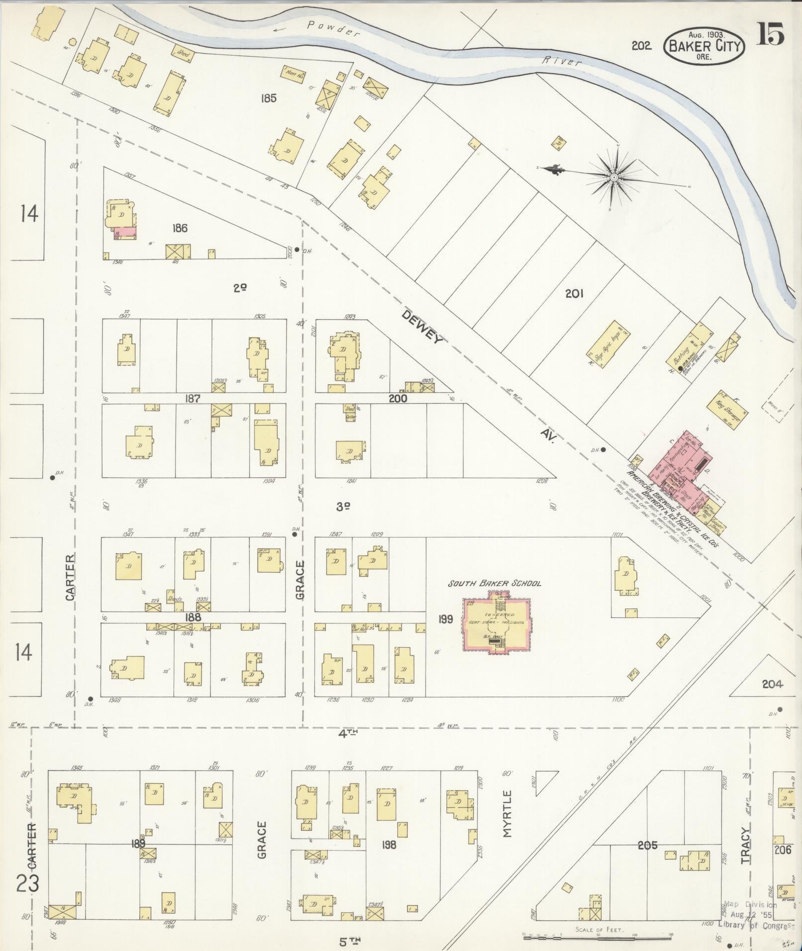 Sanborn Fire Insurance Map from Baker, Baker County, Oregon (1903), Sheet #0015 - Historic Sanborn Fire Insurance Map Print, vintage old map wall art, antique decor, genealogy gift, Oregon Oregon map