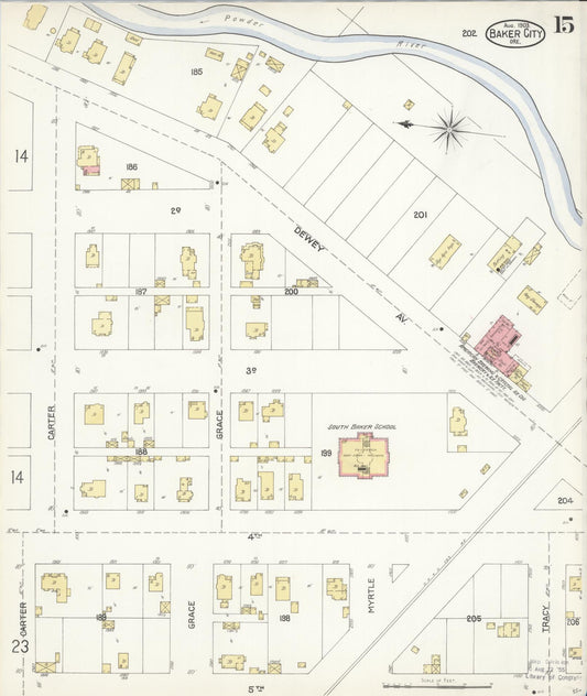 Sanborn Fire Insurance Map from Baker, Baker County, Oregon (1903), Sheet #0015 - Historic Sanborn Fire Insurance Map Print, vintage old map wall art, antique decor, genealogy gift, Oregon Oregon map