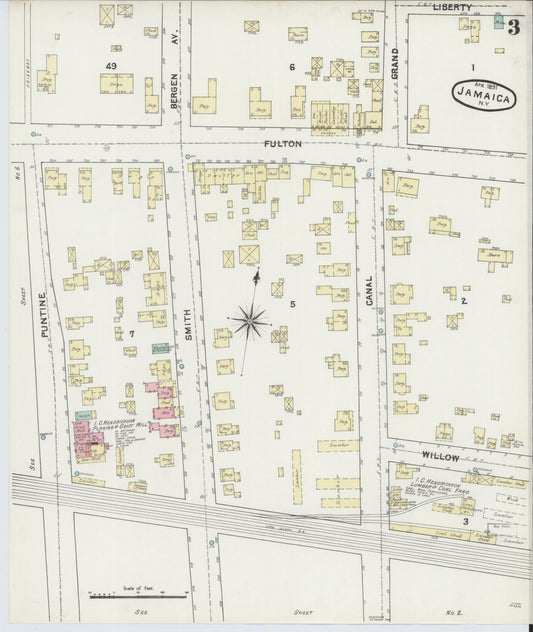 Sanborn Fire Insurance Map from Jamaica, Queens County, New York (1891), Sheet #0003 - Historic Sanborn Fire Insurance Map Print, vintage old map wall art, antique decor, genealogy gift, New York New York map