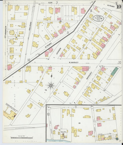 Sanborn Fire Insurance Map from Tiffin, Seneca County, Ohio (1901), Sheet #0019 - Complete Map Set gallery image, historic Sanborn map, vintage wall art, Ohio Ohio